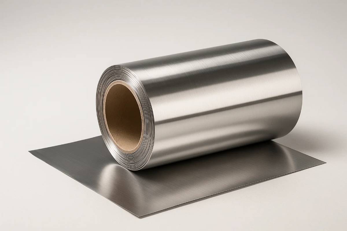 Рулон нержавеющей фольги на листовой подложке